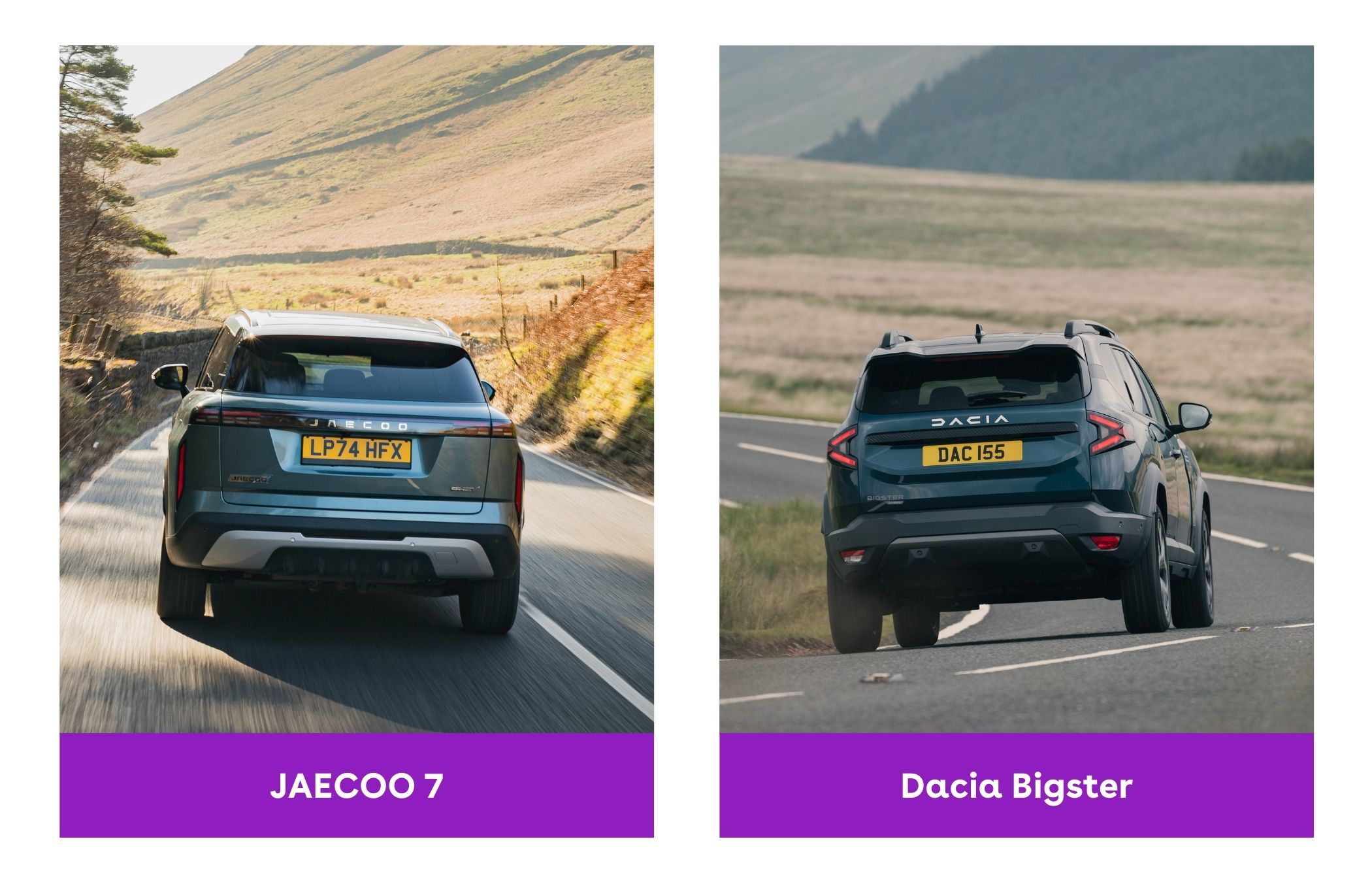 Side-by-side comparison of JACEOO 7 and Dacia Bigster