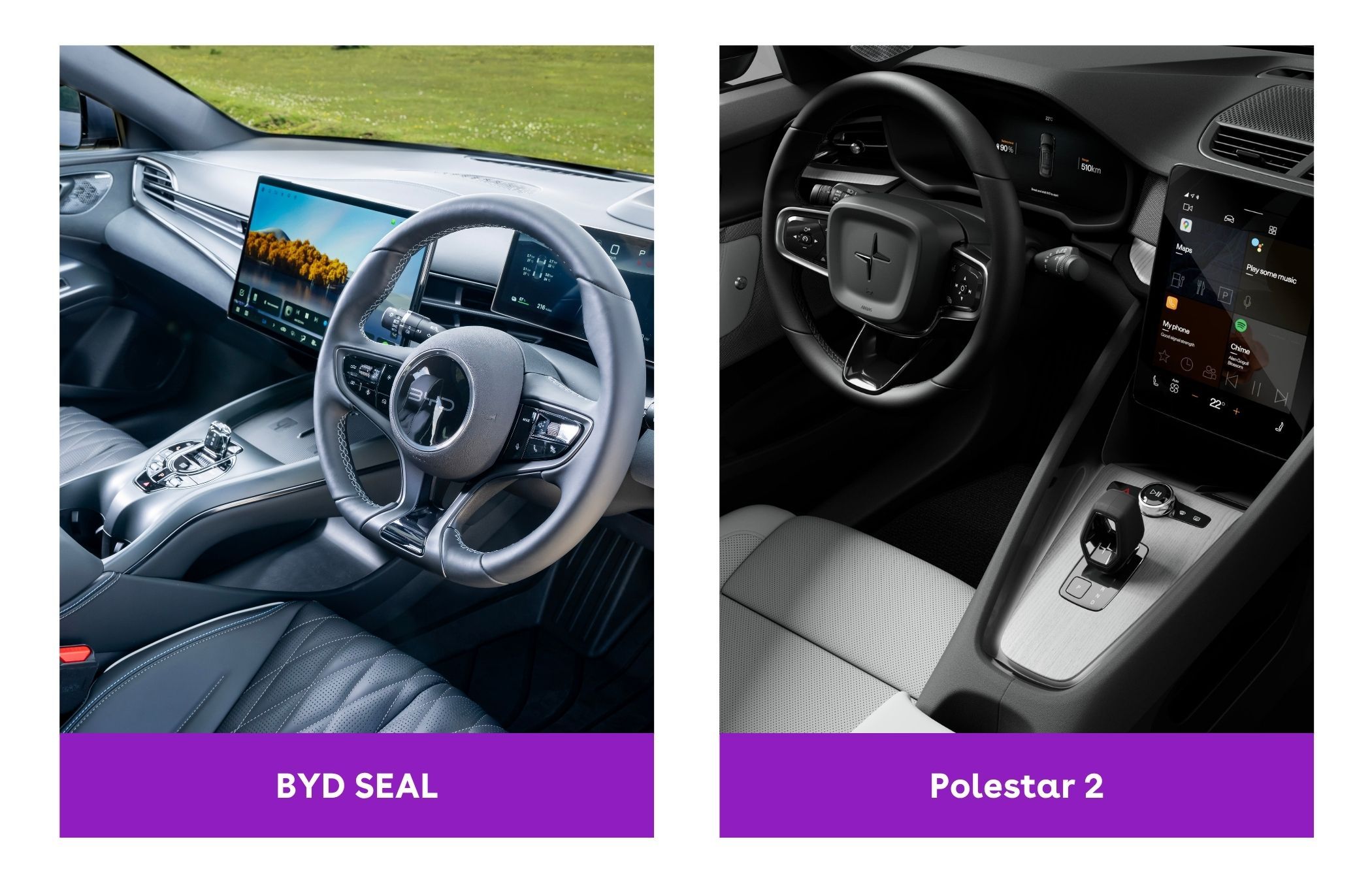 A comparison of the BYD Seal vs. Polestar 2 interior