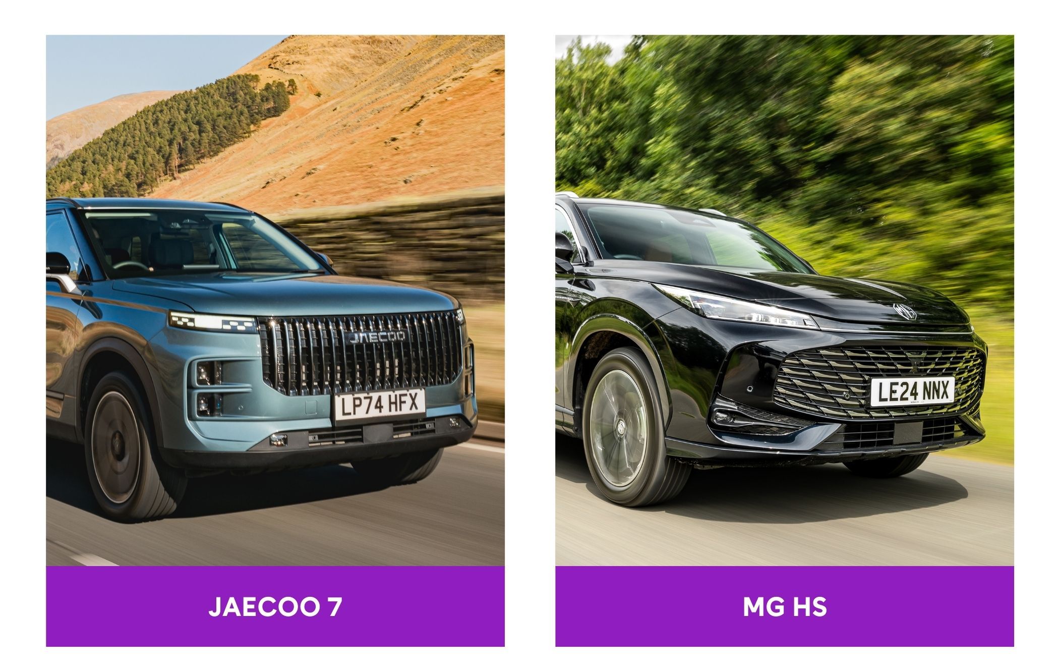 Side-by-side comparison of the JAECOO 7 and MG HS