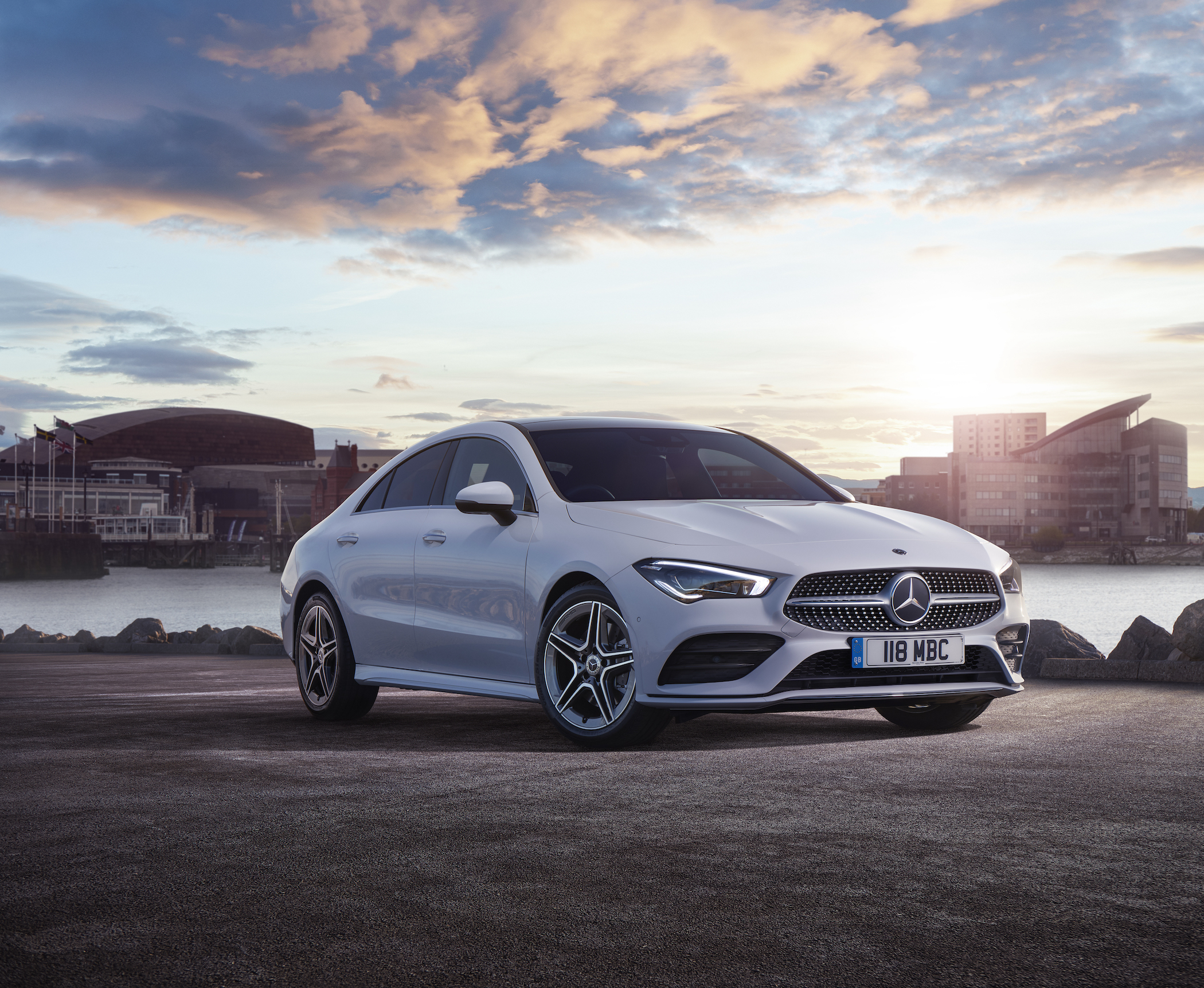 A white Mercedes CLA