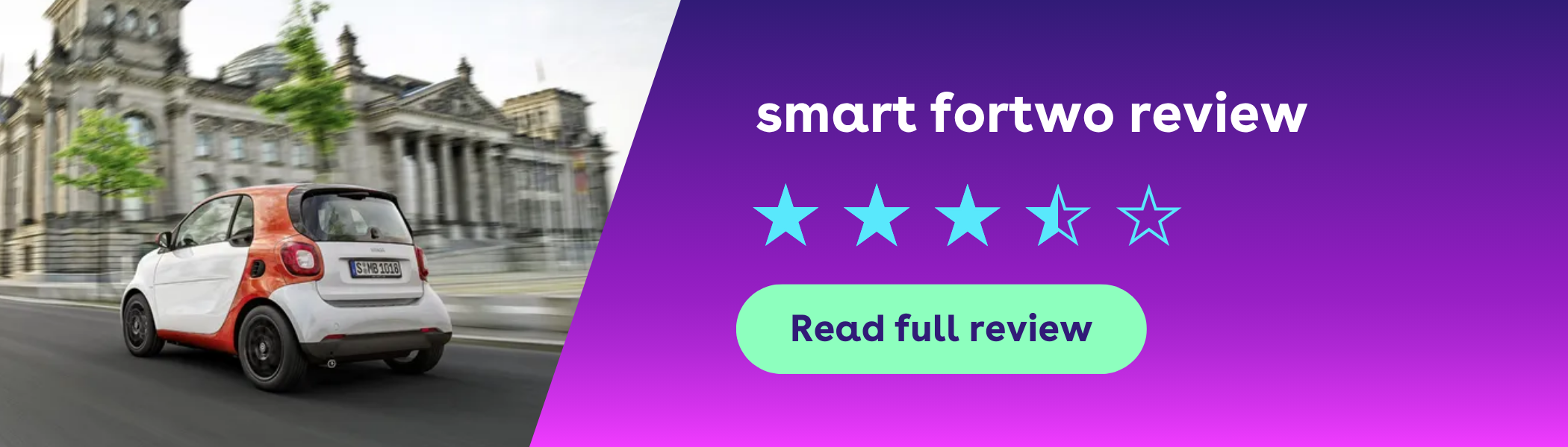 white and orange smart fortwo review banner