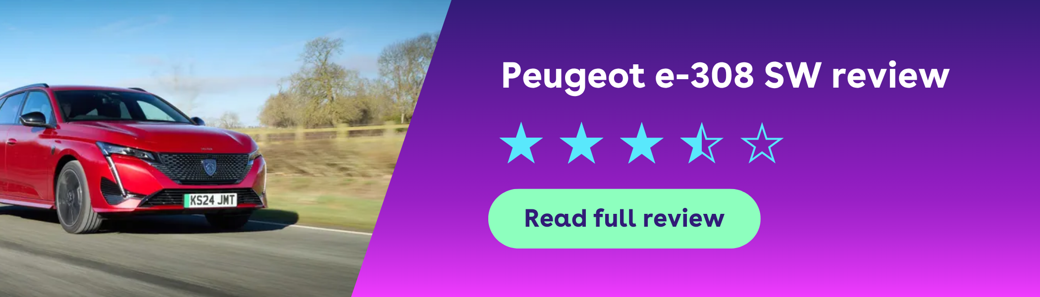 a red peugeot e-308 sw review banner