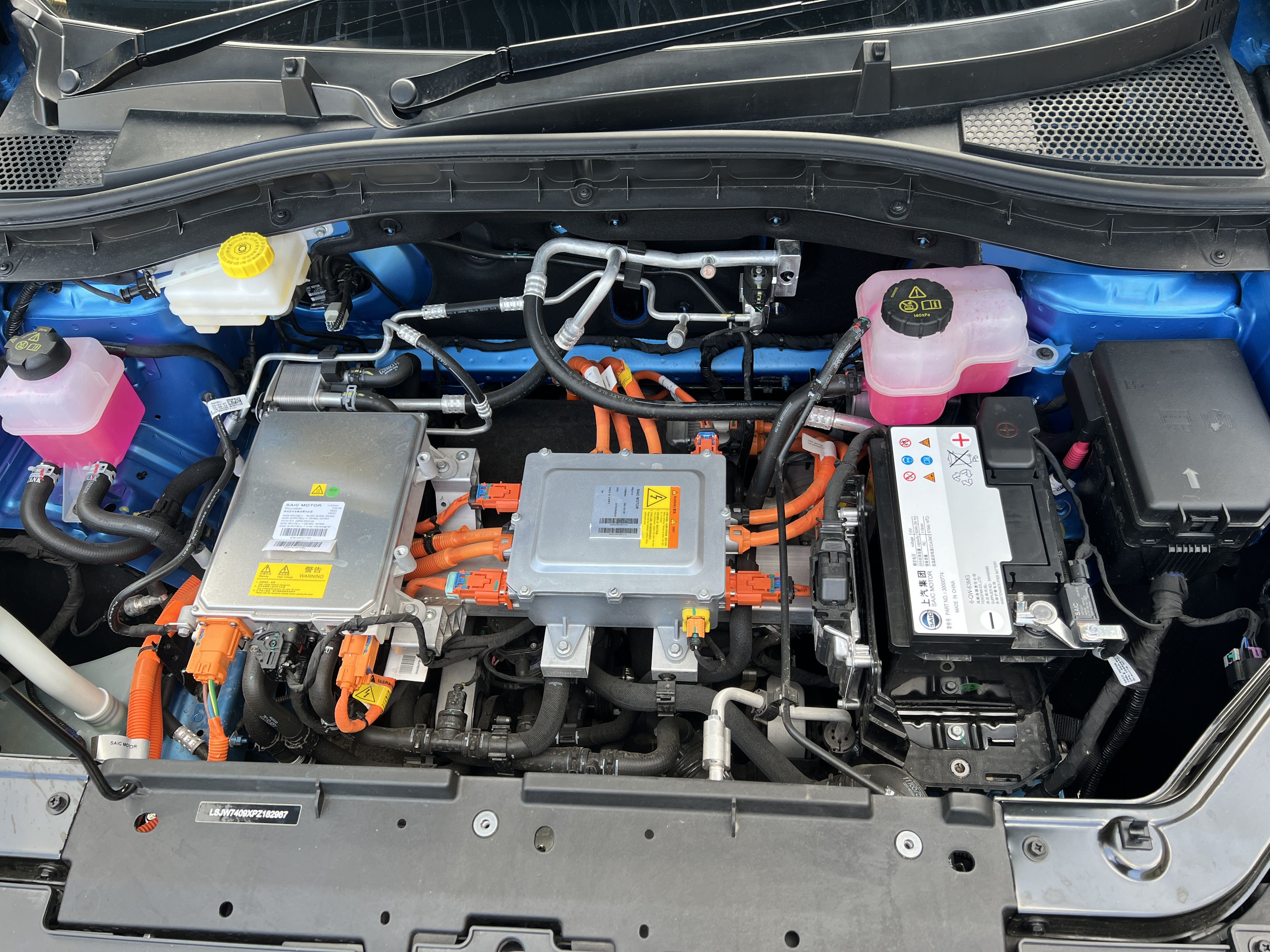 underneath an MG ZS EV's bonnet showing its battery management system