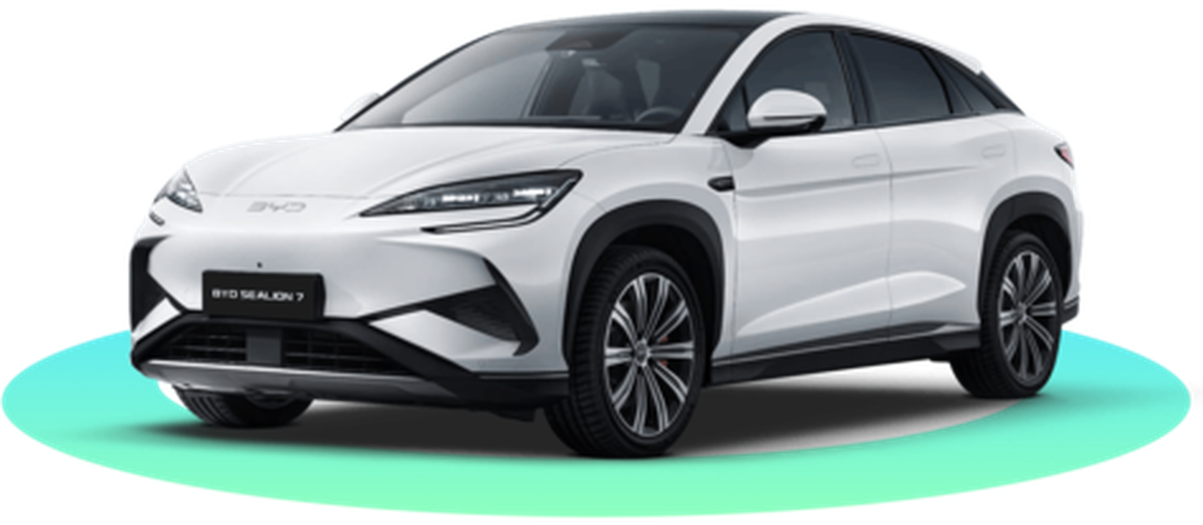 White BYD SUV Sealion on green ring