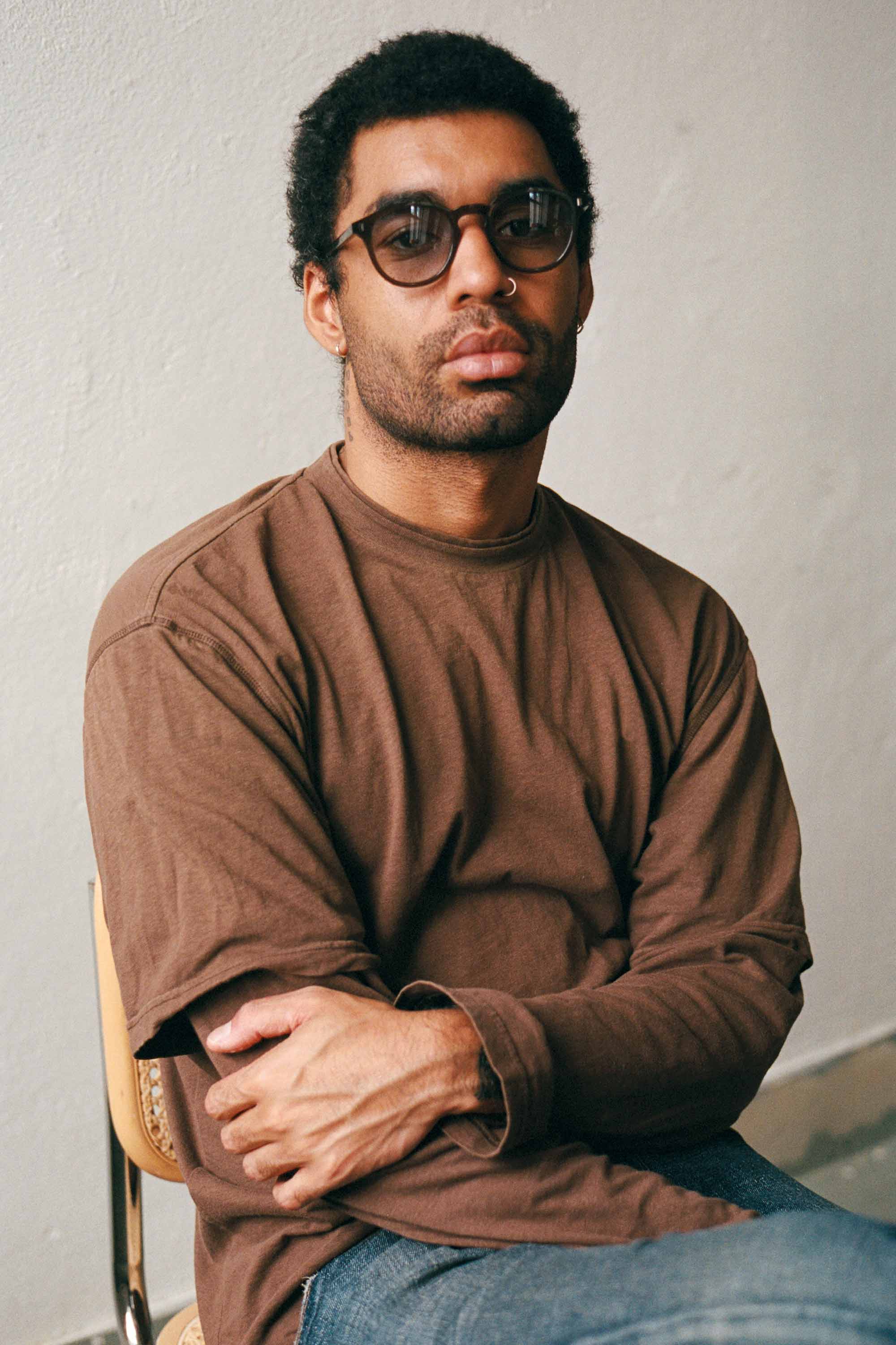 Monokel Eyewear sunglasses Nelson chocolate blue lens