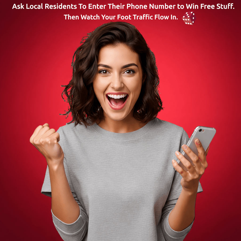 Ask Local Residents To Enter Their Phone Number to Win Free Stuff. Then Watch Your Foot Traffic Follow.