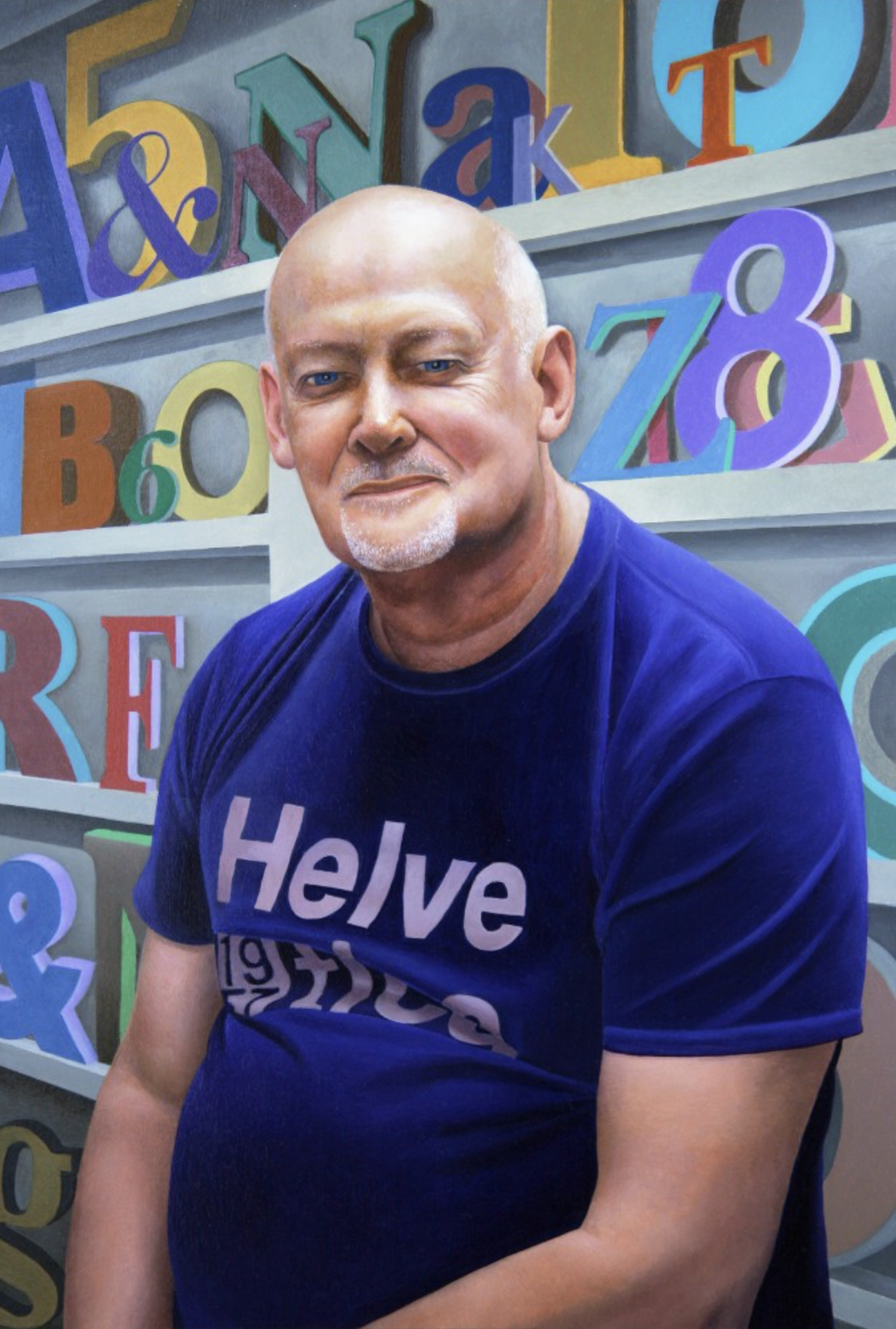 A Man of Letters, oil on panel, 40 × 27 cm Portrait of Glyphics founder Brian Heppel painted by portrait artist John Burke