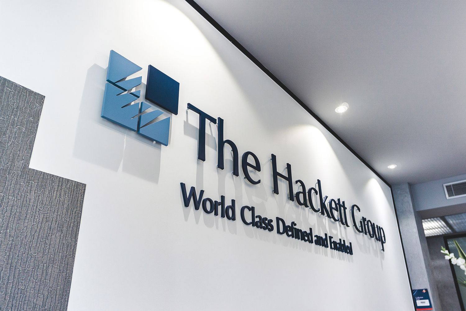 The Hackett Group Office Acrylic Logo Build and Glass Manifestation Design Glyphics