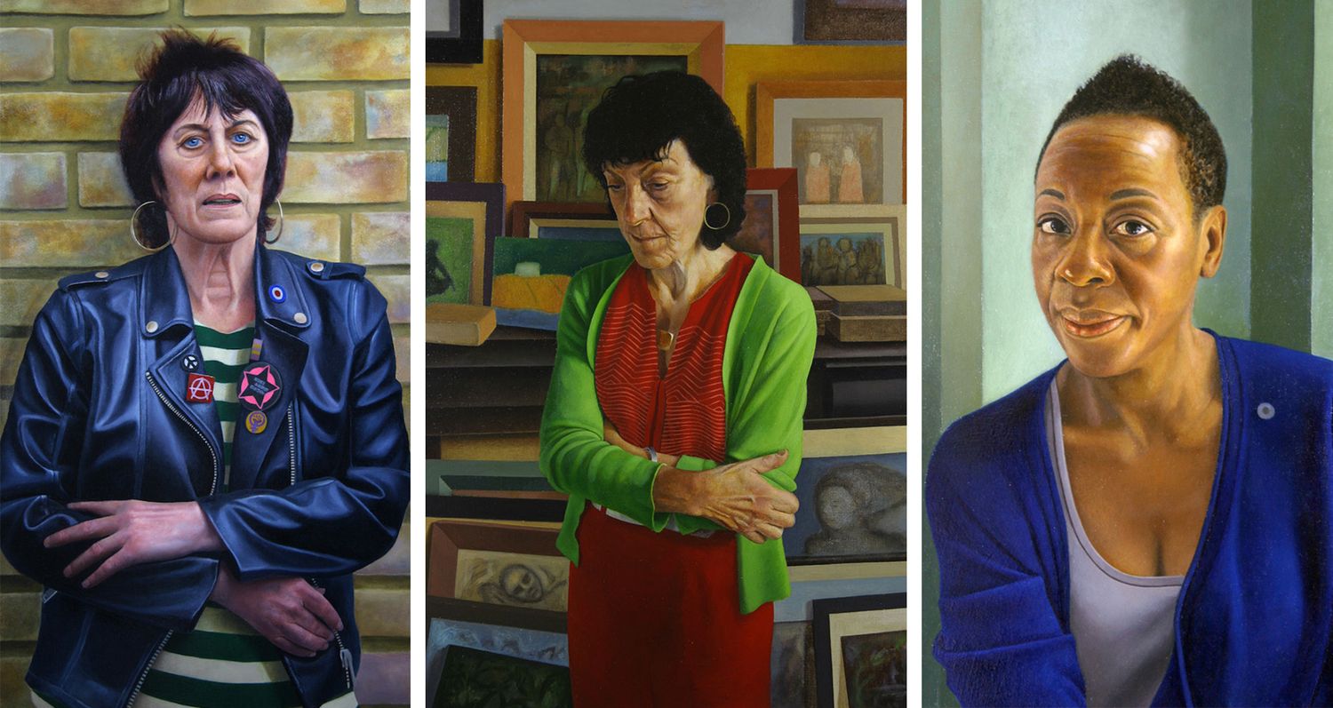Portrait paintings by John Burke including Ann Dowker and other observational portrait works