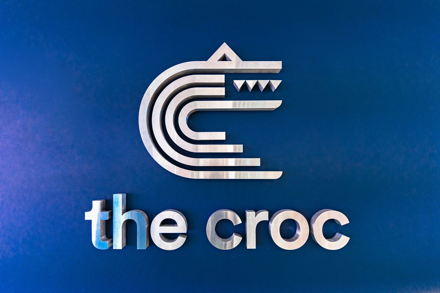 3D metal logo, one of The Croc's business signs