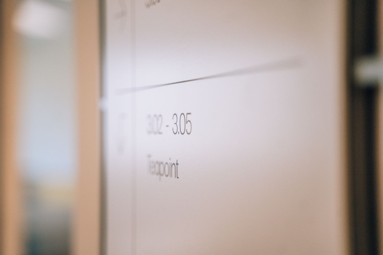 Close up of Art Deco office wayfinding signage at Ellisse by Spacemade, showing floor and room directions within the coworking space.