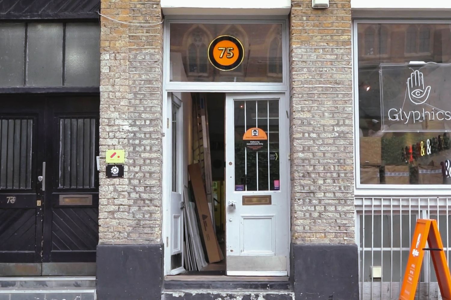 Our Shoreditch shop front standing proud with our brand new hand painted gold leaf sign centre stage