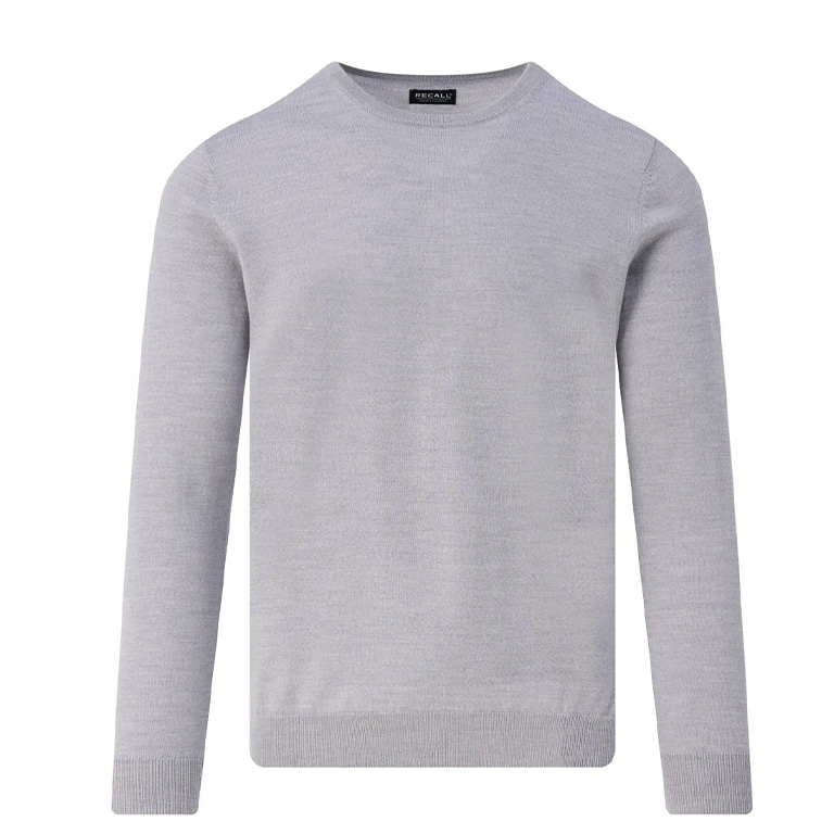 Close-up van grijze Recall trui