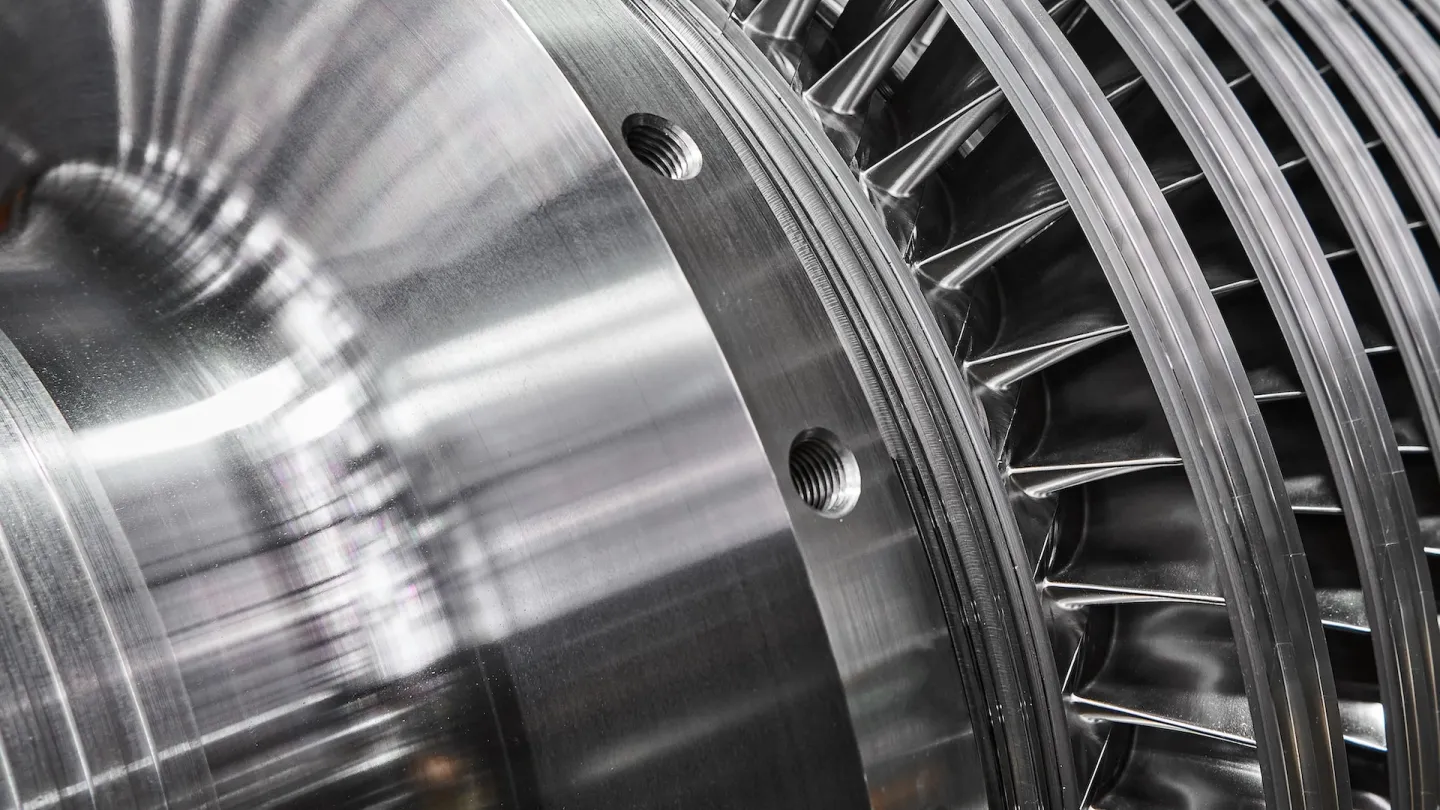 Precision-cast turbine airfoils used in an aircraft engine.