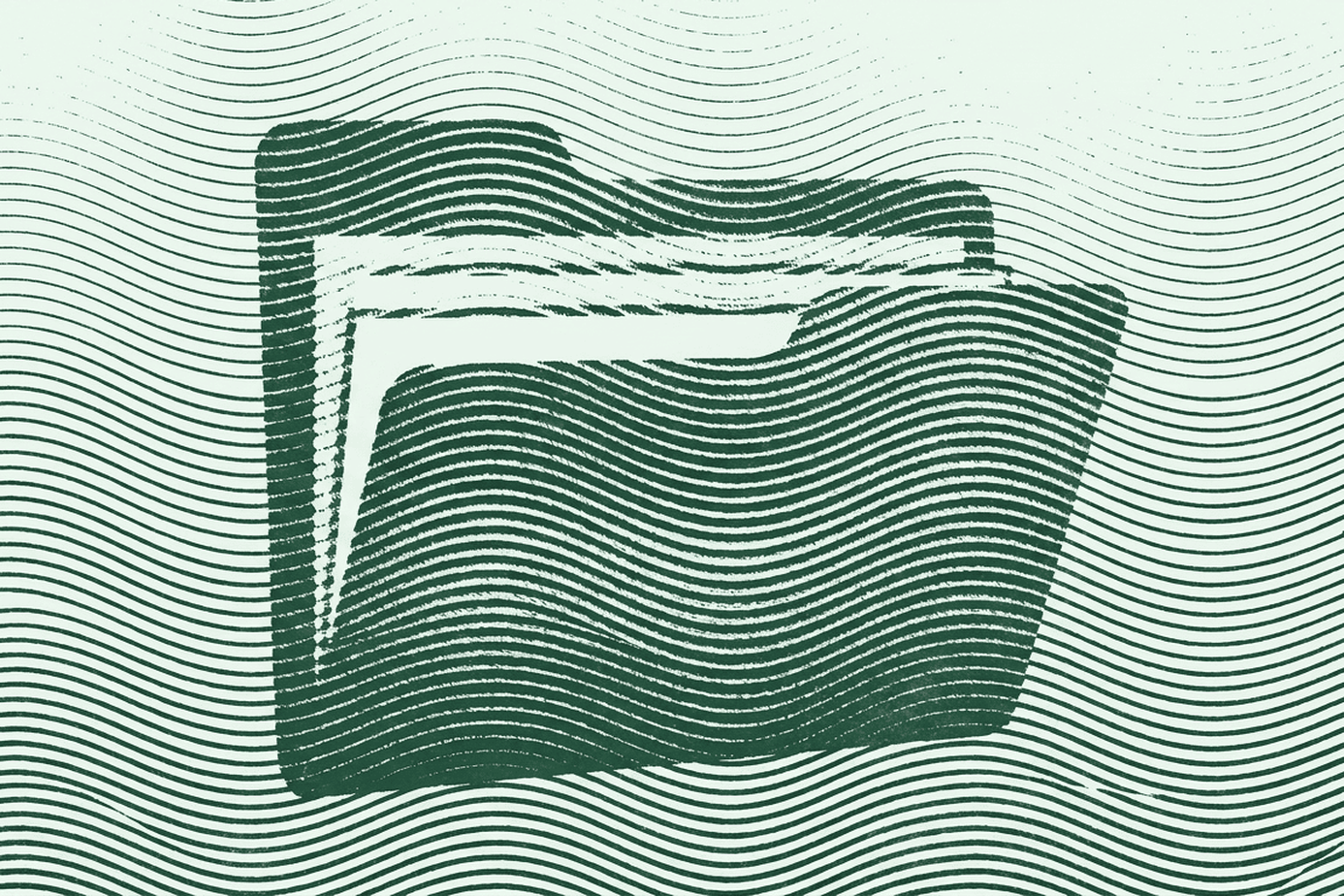 Illustration eines Aktenordners im Gravurstil als Symbol für die Prüfungsakte bei einer Betriebsprüfung