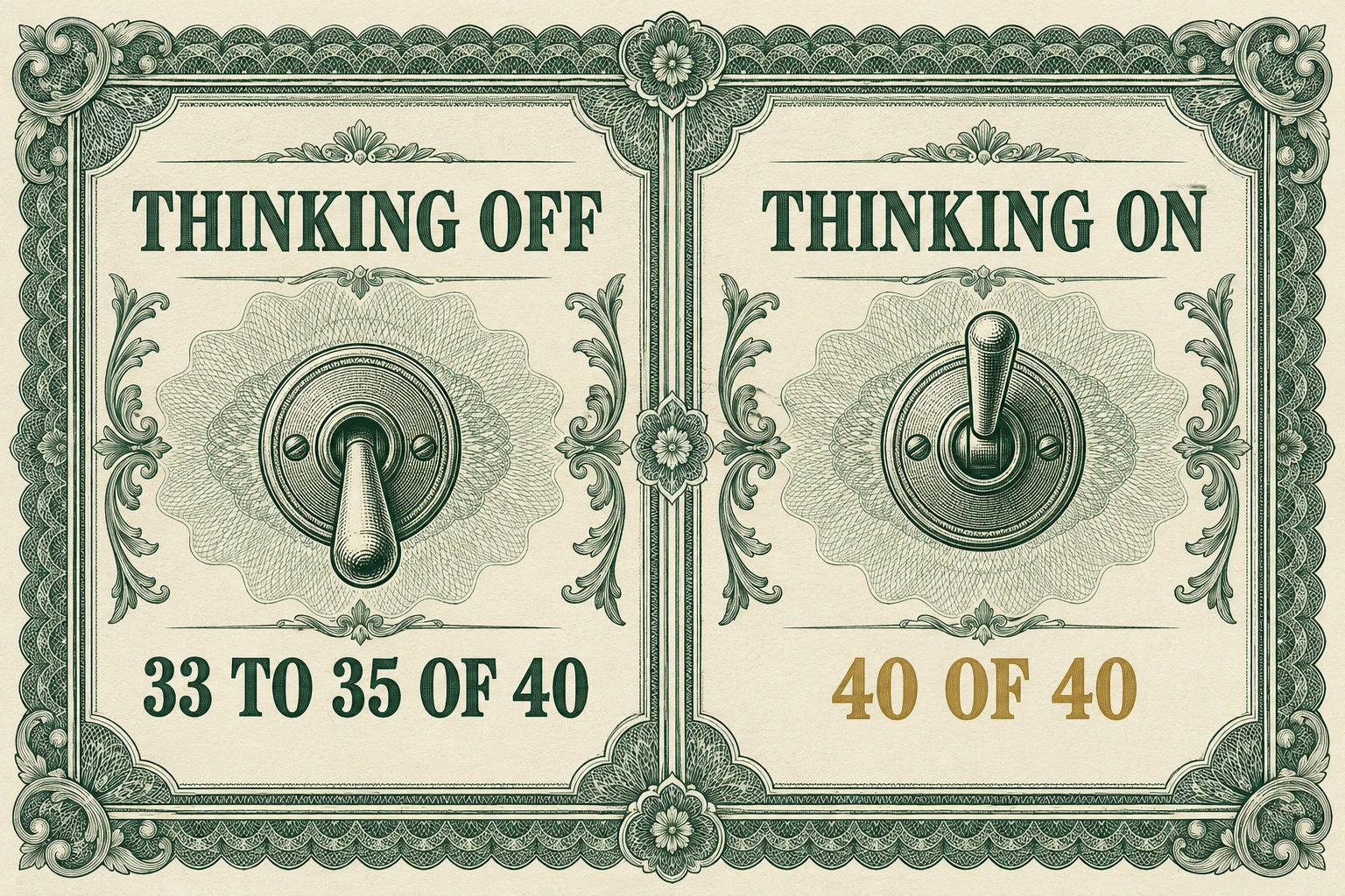 Gemini 4 Argon with thinking off scored 33 to 35 of 40; with thinking on, 40 of 40