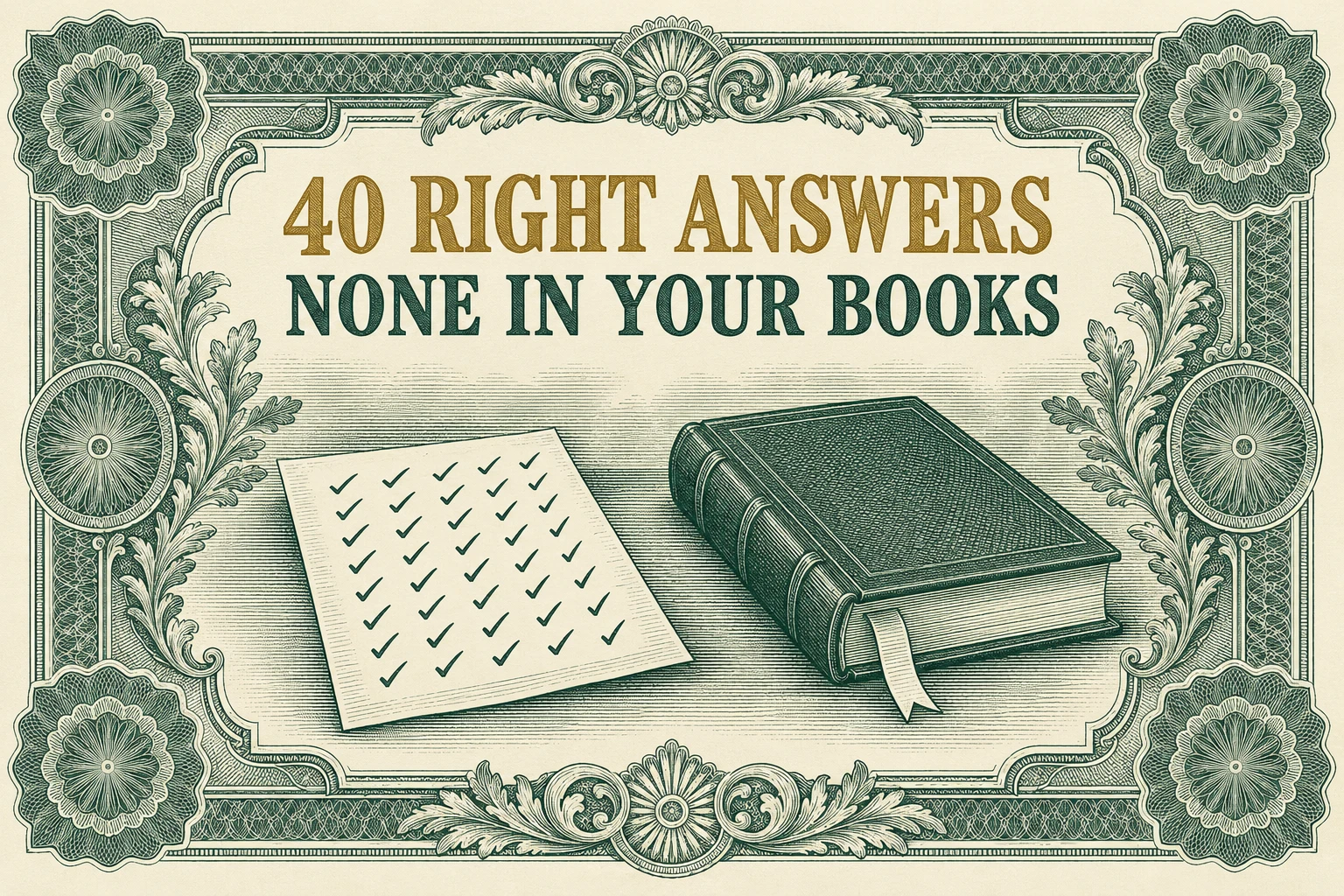 40 right answers, none of them in your books