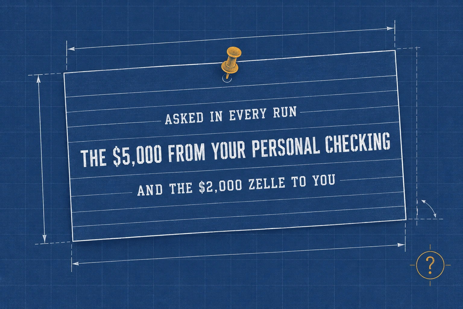 Asked in every run: the $5,000 from your personal checking and the $2,000 Zelle to you