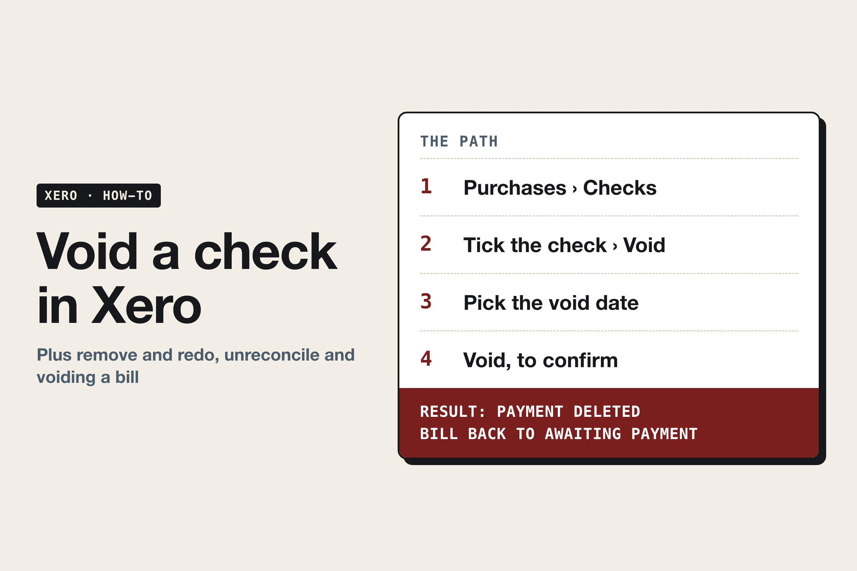 How to void a check in Xero: void, delete, or remove and redo
