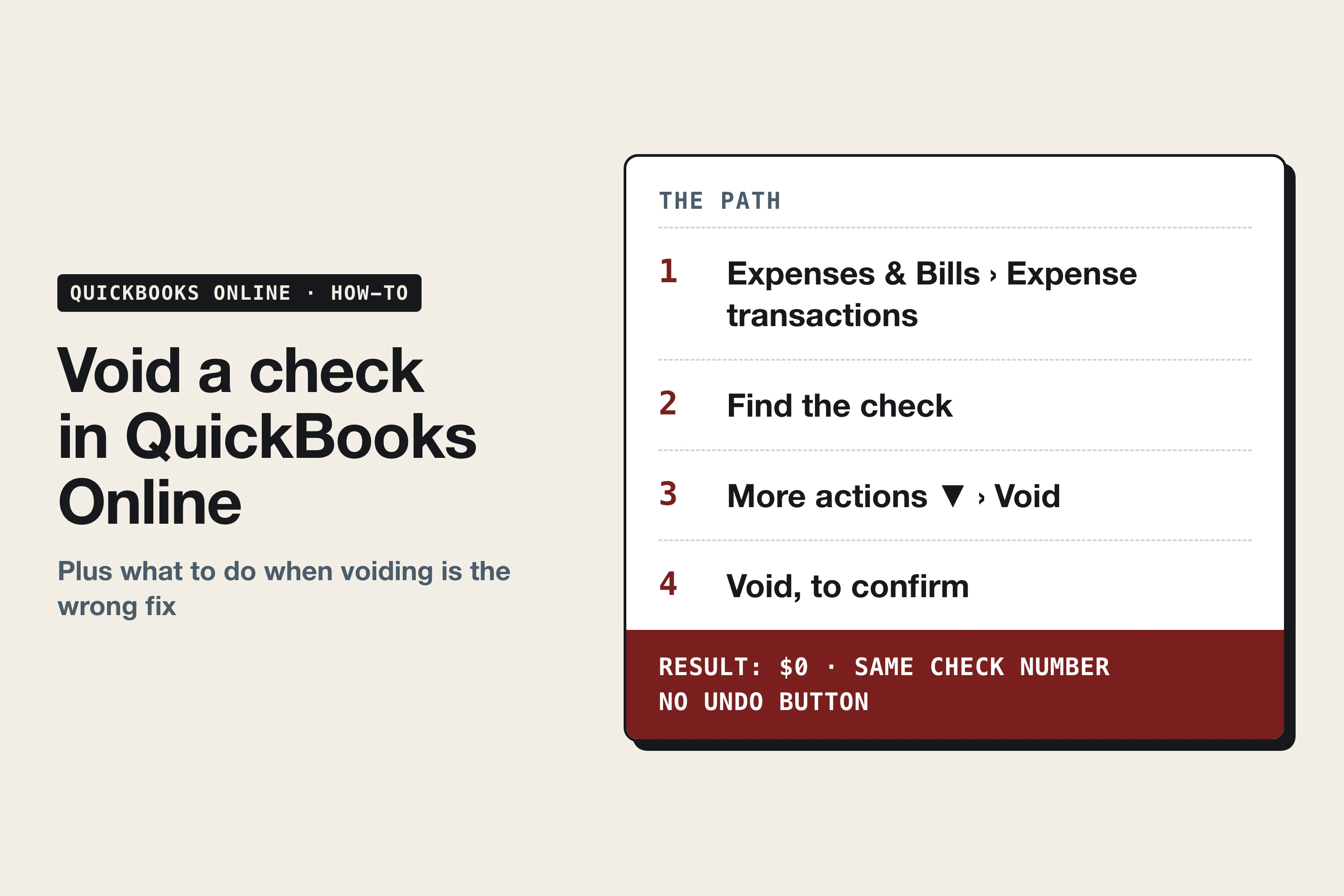 How to void a check in QuickBooks Online, and what to do when voiding is the wrong fix