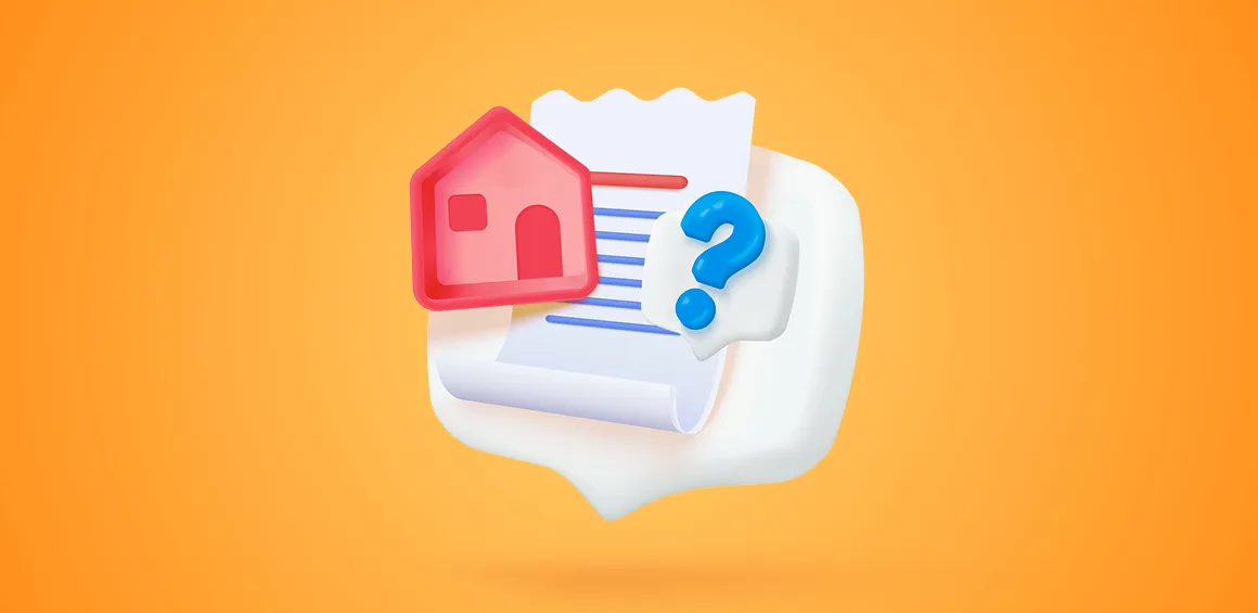 House and document on orange background