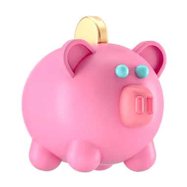 Piggy bank with coins