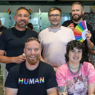 Five Liberty staff members at a Pride Network event