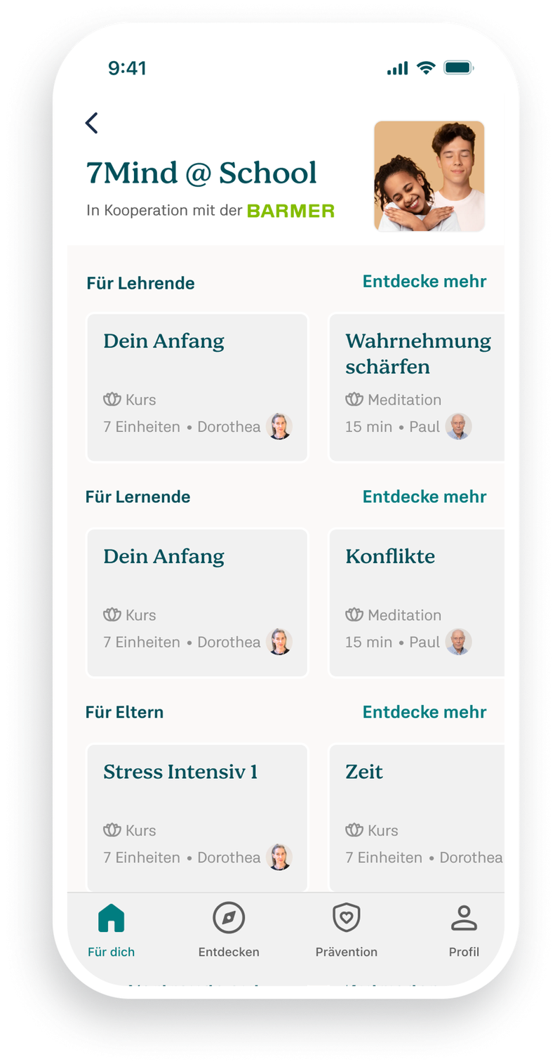 7Mind@School App Screen Entdecken