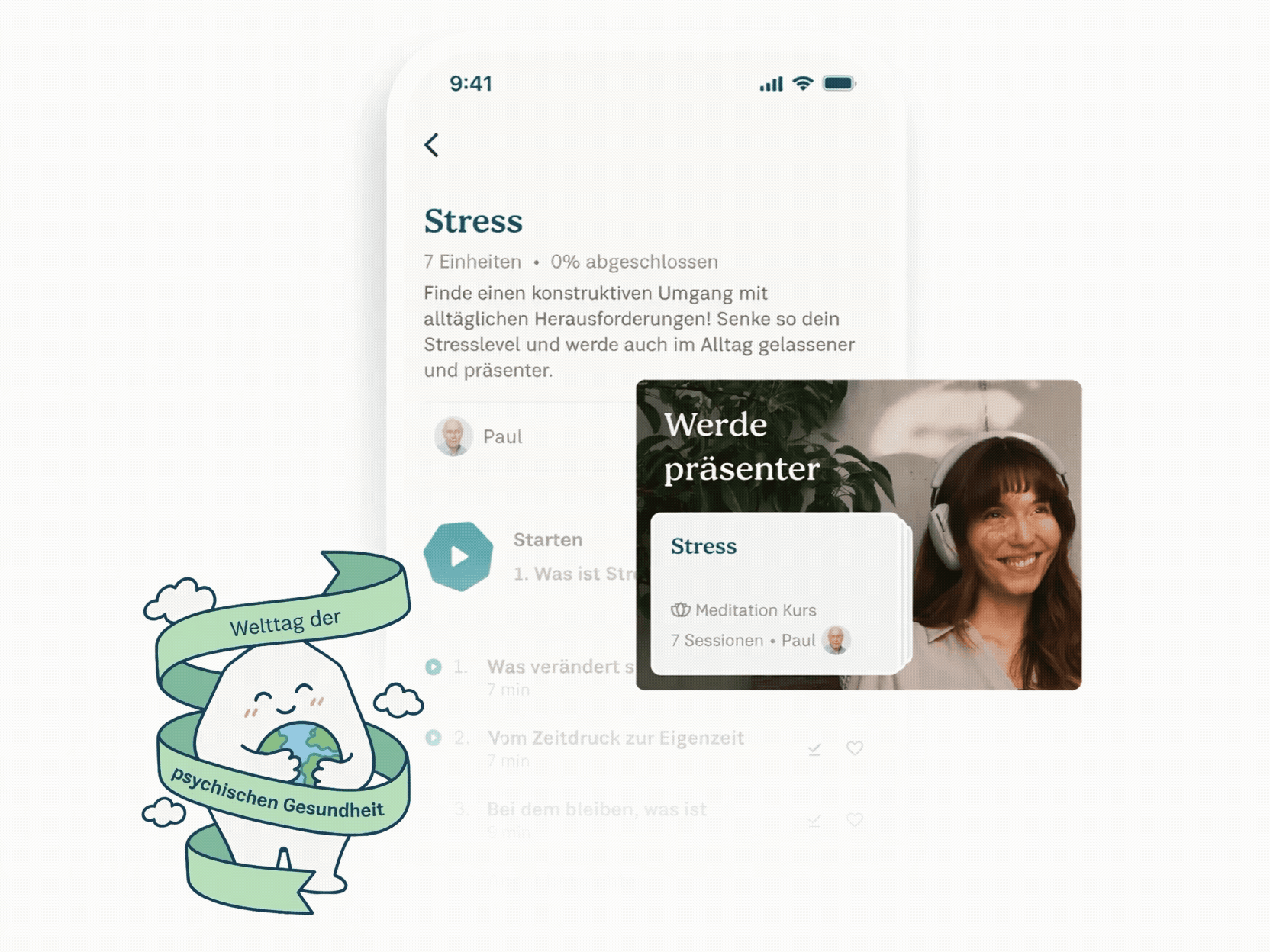 7Mind App: Kurs „Stress“ mit Maskottchen zum Welttag der psychischen Gesundheit