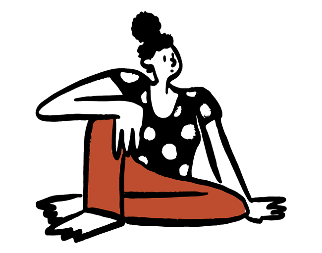 Illustration d’une personne calme installée confortablement prête à écouter une méditation avec 7Mind.