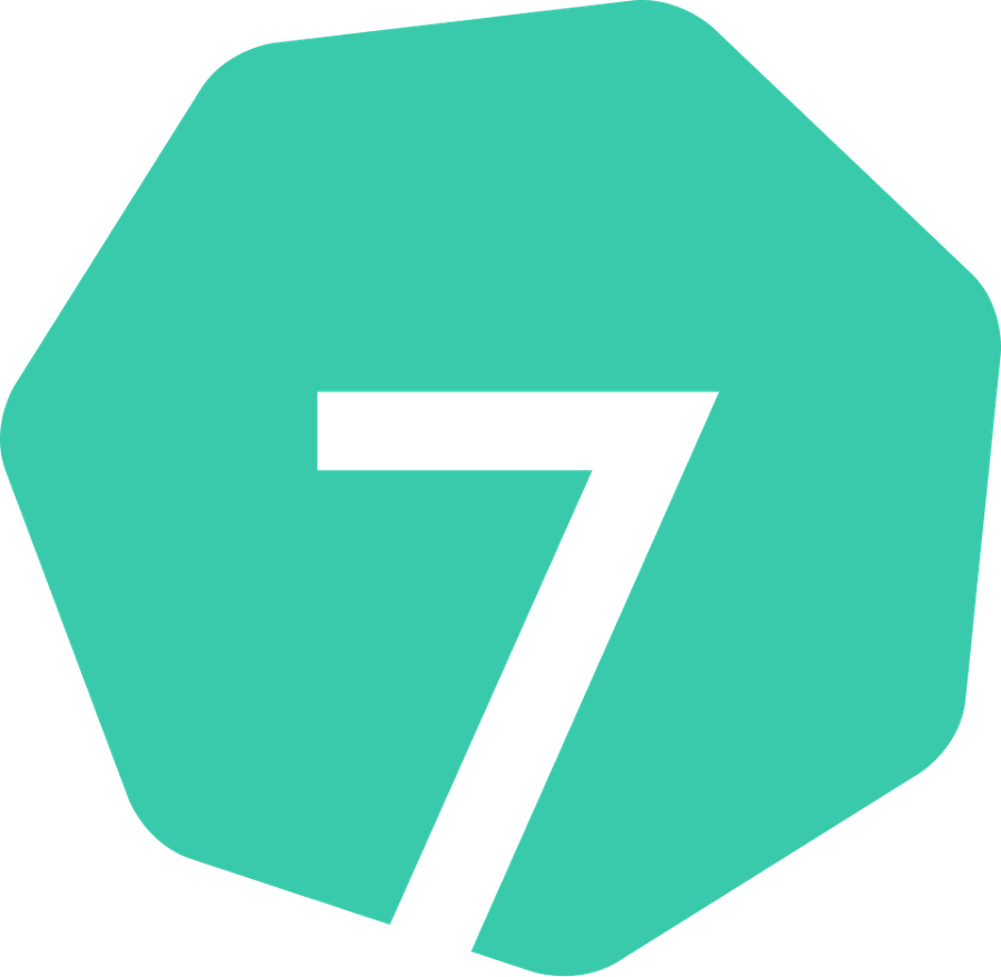 7Mind Logo im türkisen Siebeneck mit weißer Sieben in der Mitte