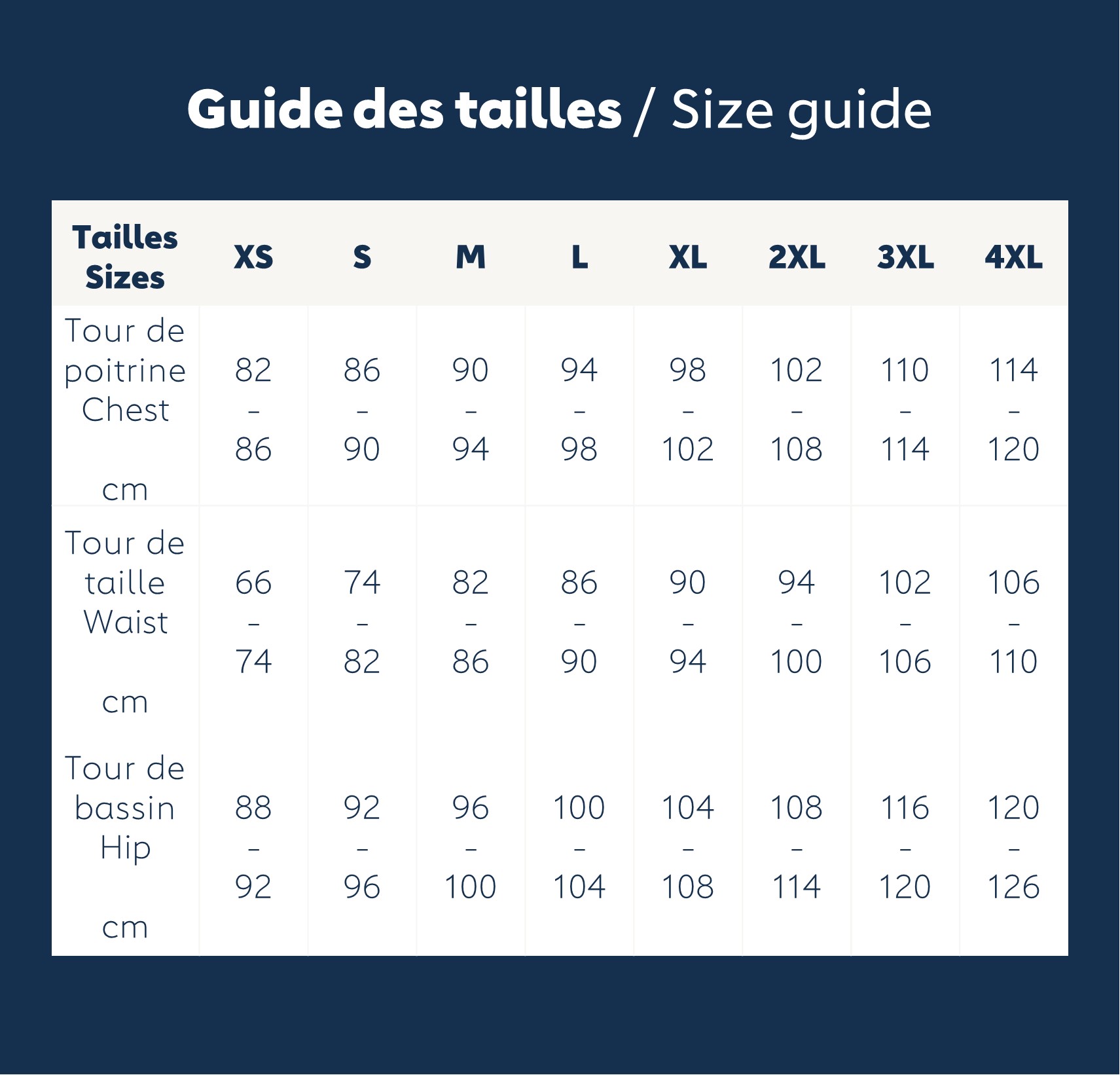 A Quoi Correspond La Taille Xl At Jordan Timperley Blog