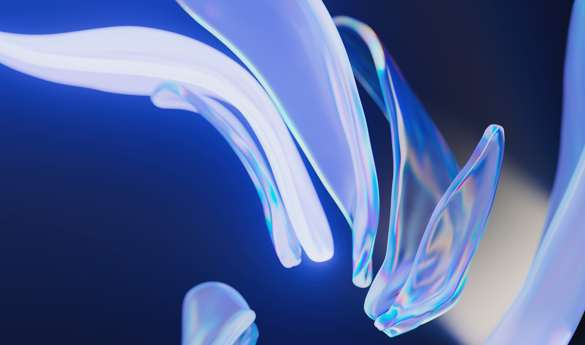 Layered glass reflecting blue light