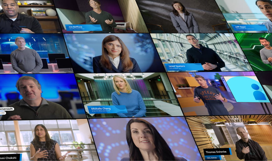 a grid of video interviews