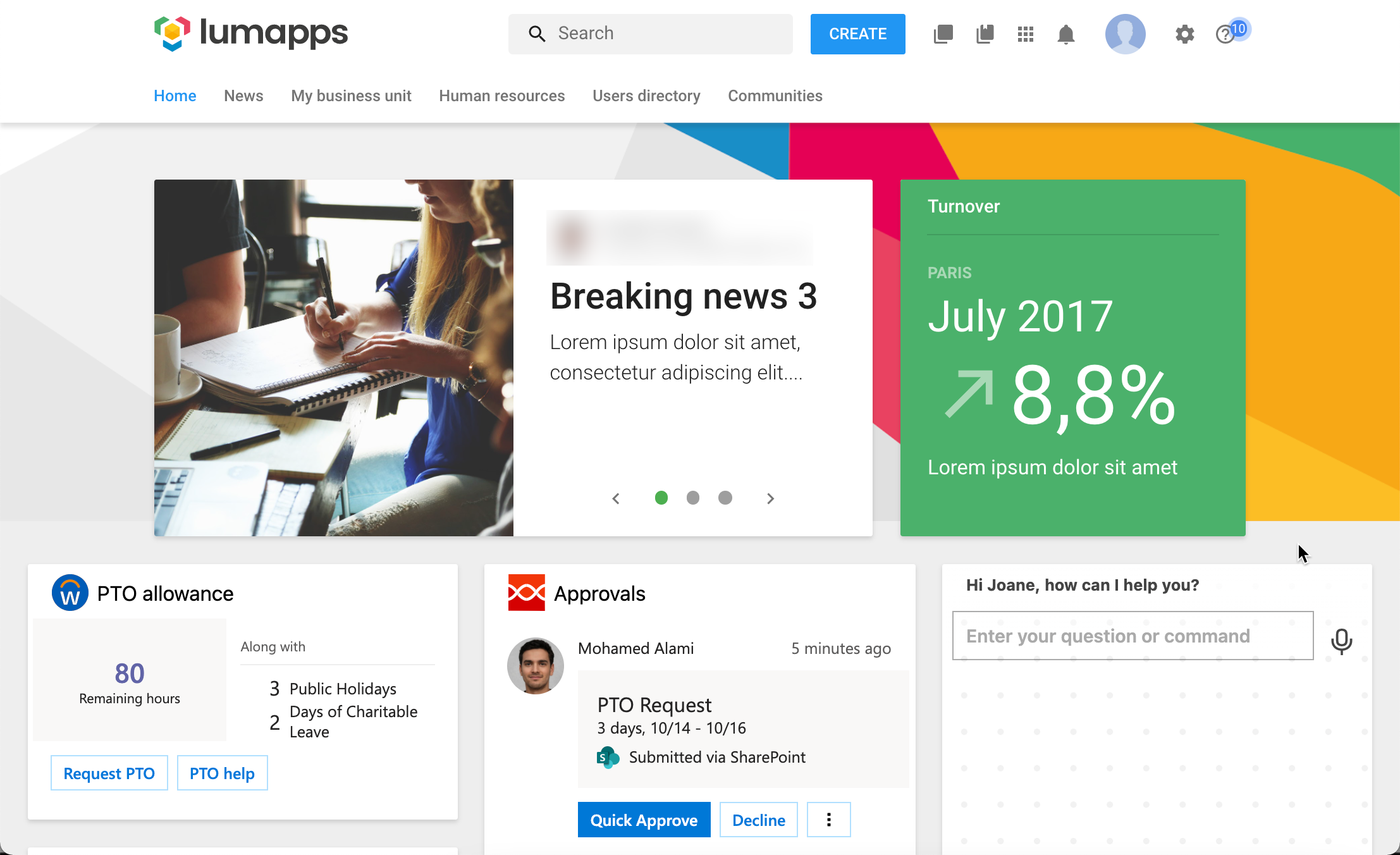 Lumapps Widget for Adaptive Cards