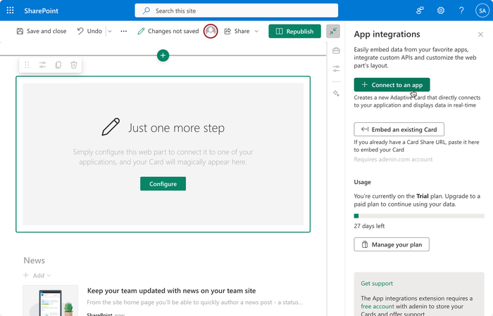 Screenshot of SharePoint