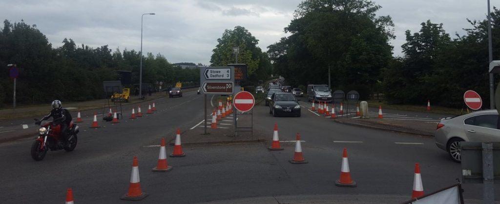 Vehicles negotiating traffic cones