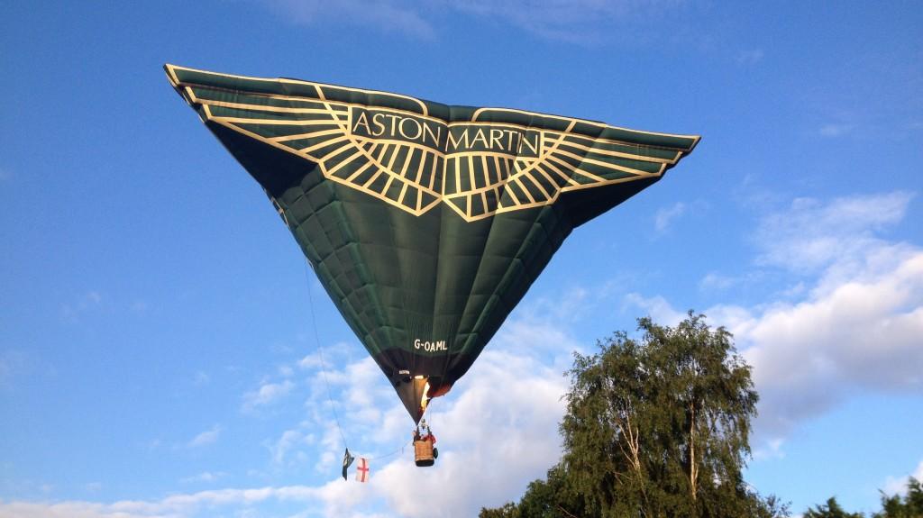 Aston Martin hot air balloon in flight