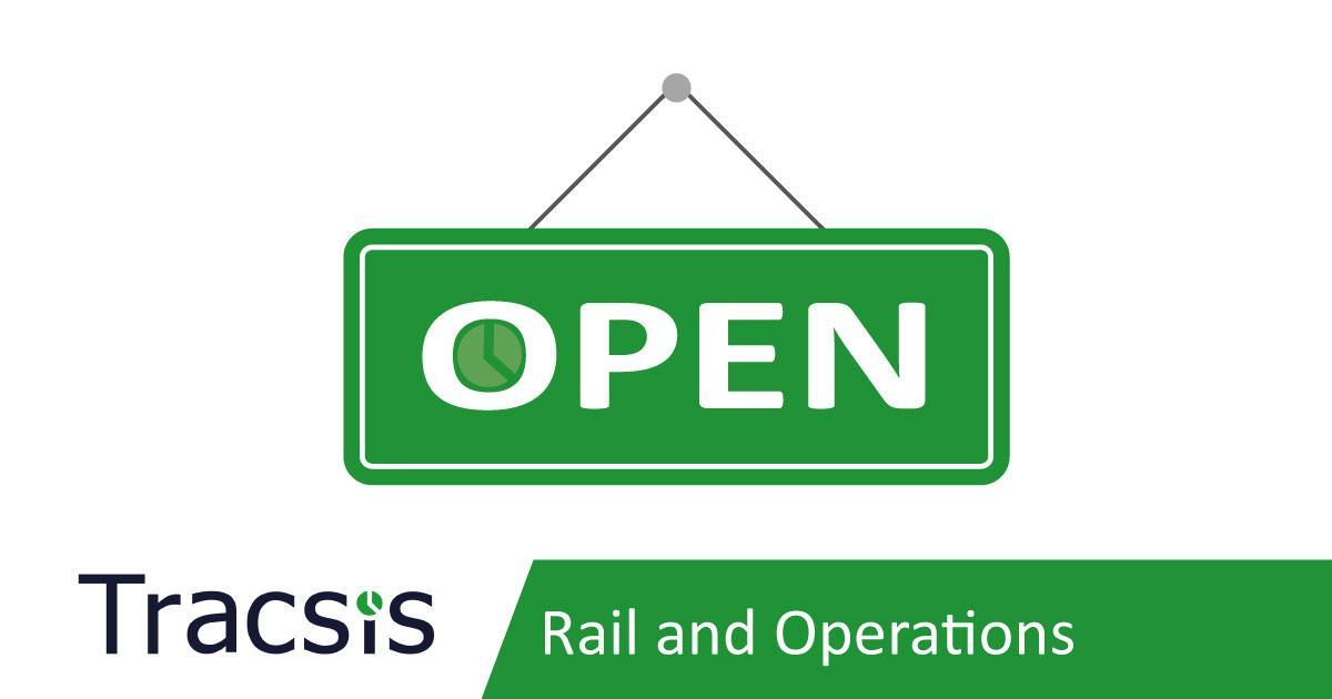 Tracsis Rail and Operations open sign 