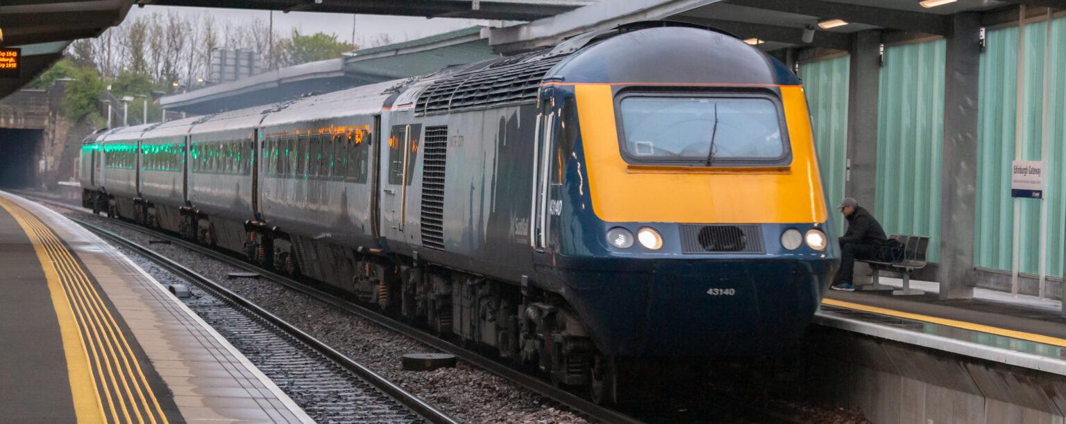 A train waiting at a station platform