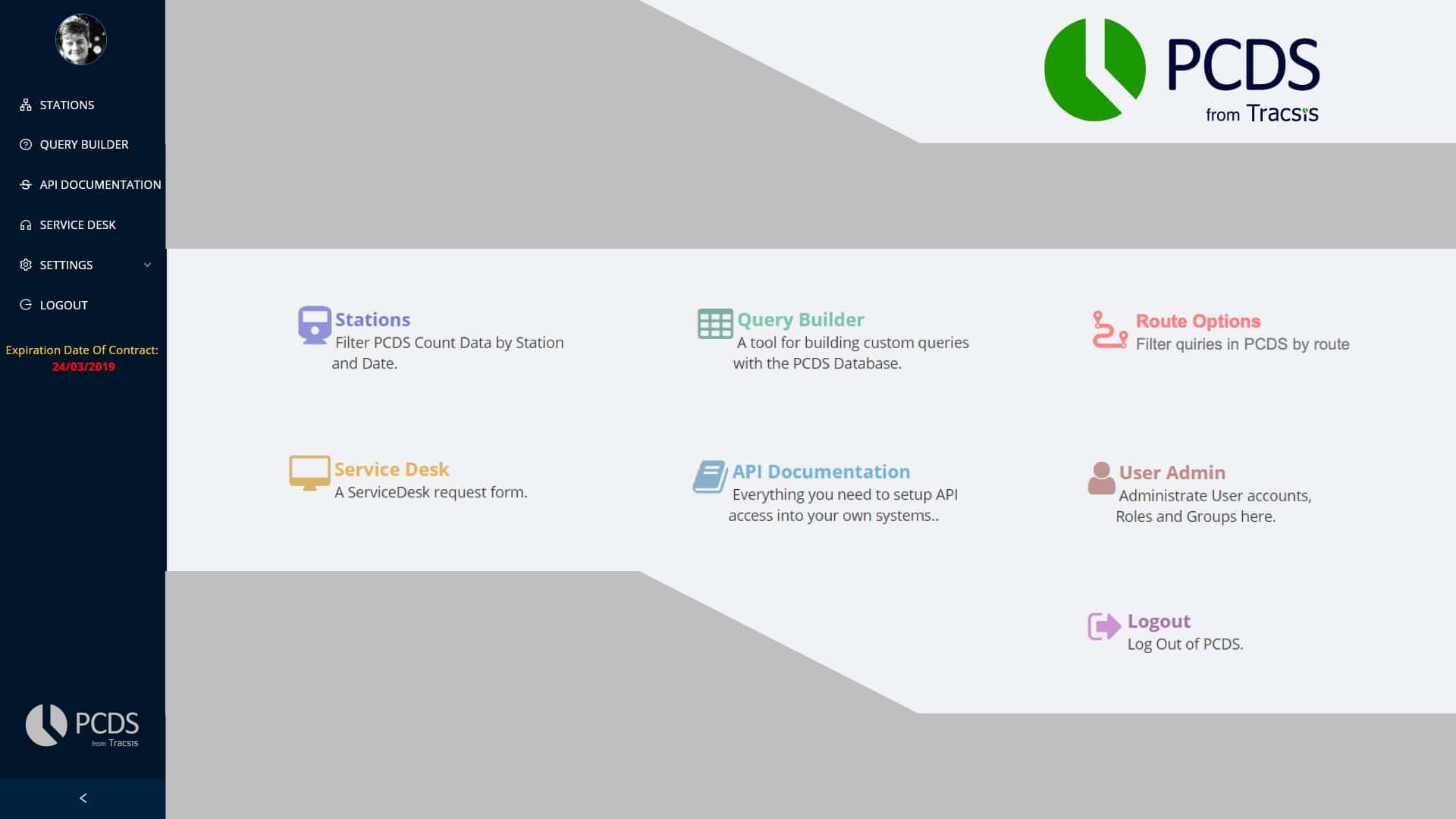 PCDS UI menu 2.