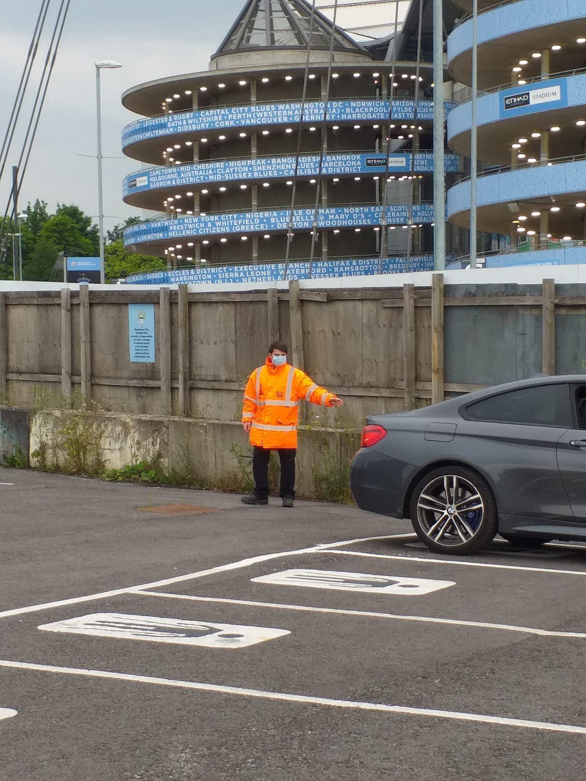 A marshal directing traffic