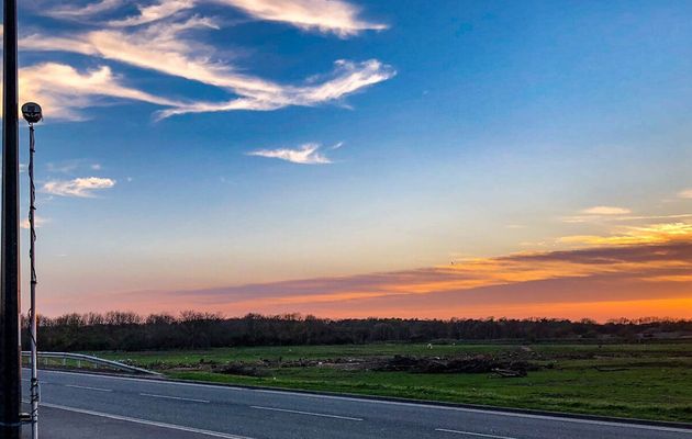 A shot of the ANPR system with a sunset background.