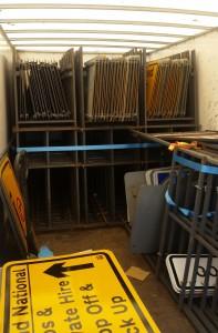 Traffic management equipment in the back of a lorry