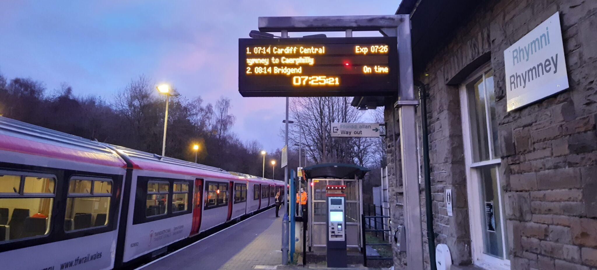 A train waiting at a station platform