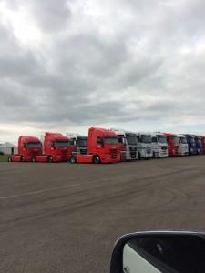 Lorry cabs parked