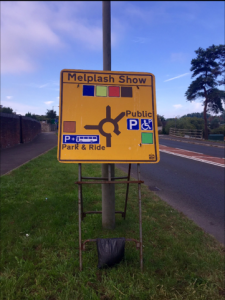 A traffic road sign at the Melplash Agricultural Show