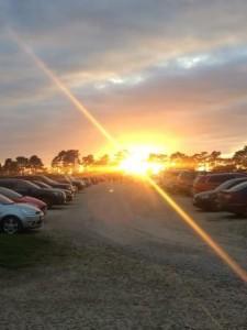 Sunset at Cheltenham Racecourse car park