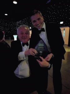 John McArthur, CEO of Tracsis, and our MD, Mike Rodgers, celebrating the win.