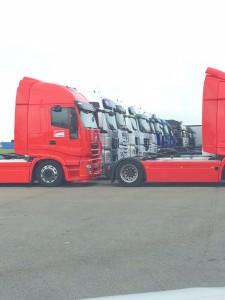 Parked lorry cabs